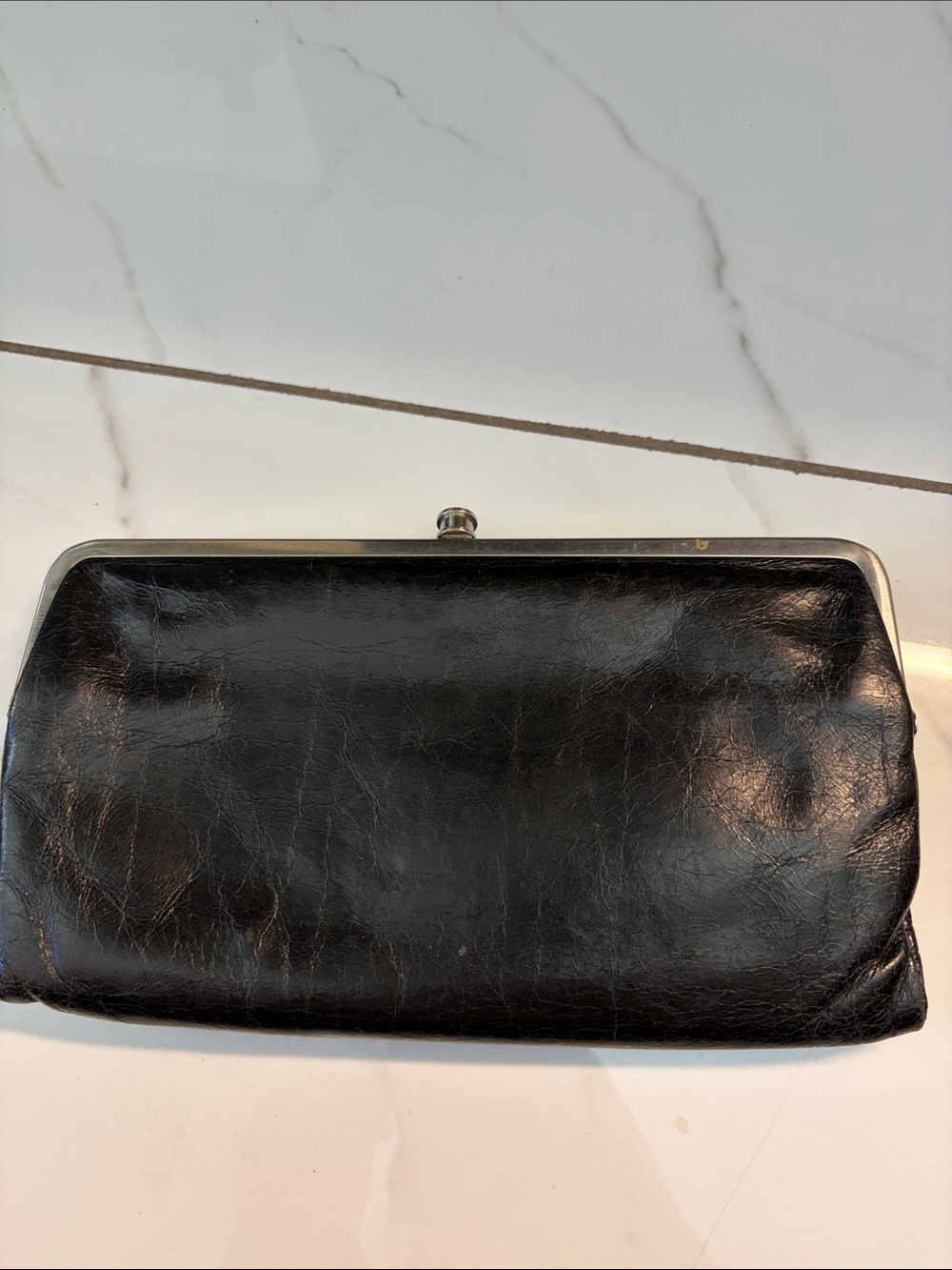 HOBO Black Leather Frame - Classic Women's Wallet
